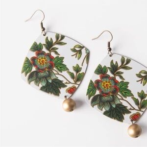 Plunder Molly Floral Patterned Metal Earrings with Gold Accents